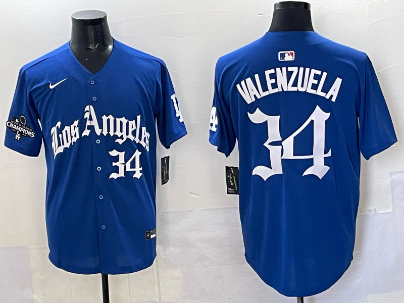 Men Los Angeles Dodgers #34 Valenzuela Blue 2025 Nike MLB Jersey style 005->los angeles dodgers->MLB Jersey